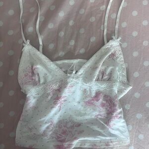 Y2k I.AM.GIA White and Pink Lace Cami